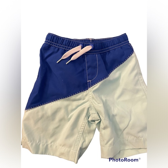 Land’s End Boys Slim Fit Swim Trunks in Blue Stripe size: 4 slim - Picture 1 of 3
